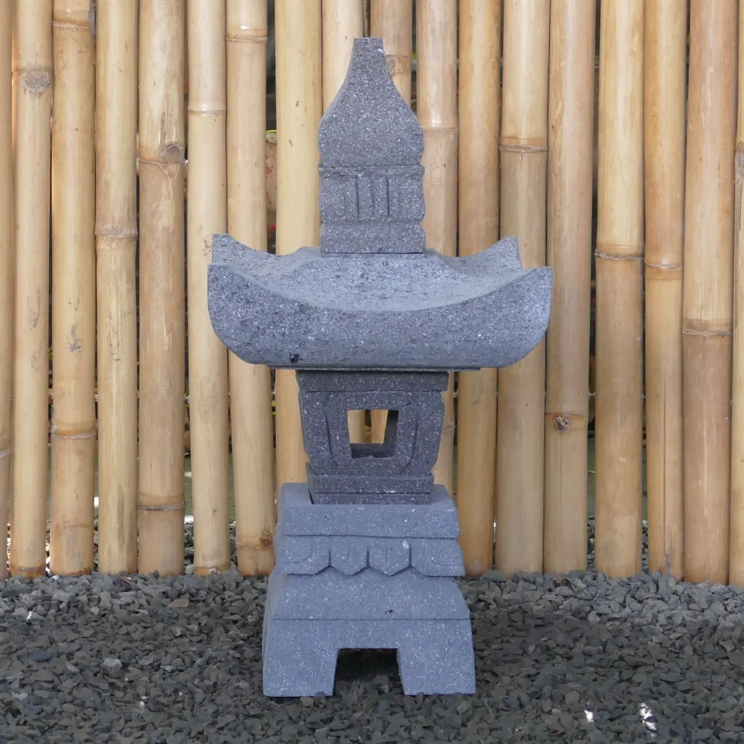 Product image 4 of the product “Japanese style Garden Lantern, made from Andesit Stone. Multipart. 60 cm Height, Roof is 30 cm width. ”
